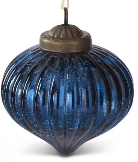 Mirrored Blue Crackled Glass Ornaments