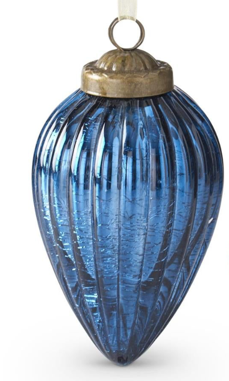 Mirrored Blue Crackled Glass Ornaments