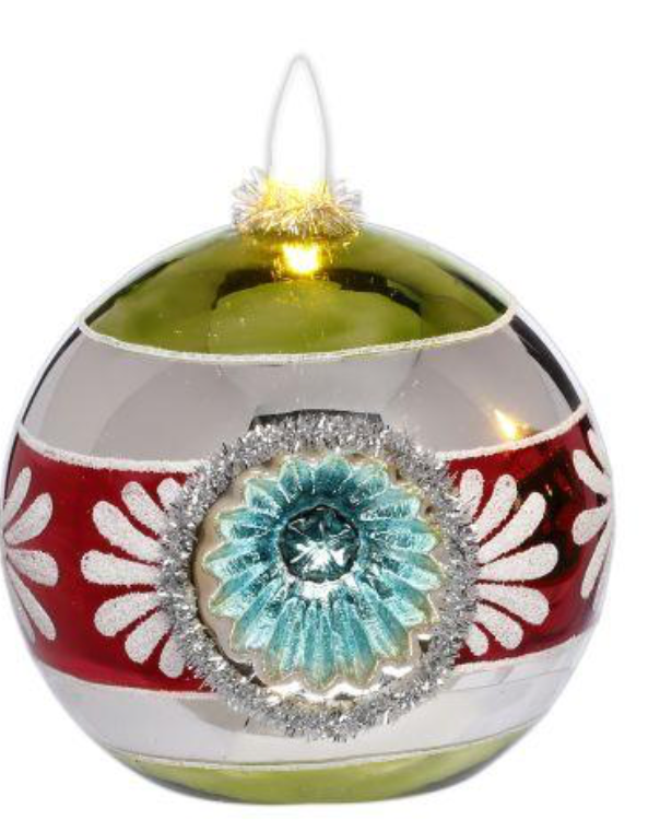 2026 - Glitter Floral Globe with LED Ornament