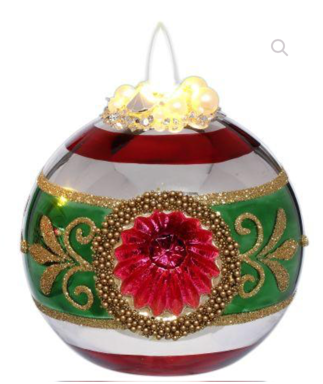2026 - Glitter Floral Globe with LED Ornament
