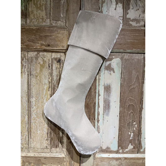 25" Vintage French Velvet Stocking - Glacier Grey