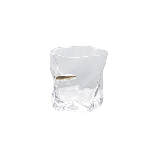 8 oz. Textured Whiskey Glass w/ Embedded Gold Finish Bullet