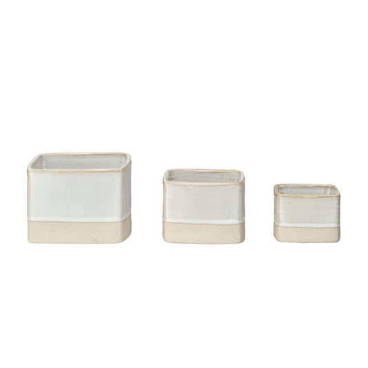 Stoneware Nesting Containers, Set of 3 (Each One Will Vary)