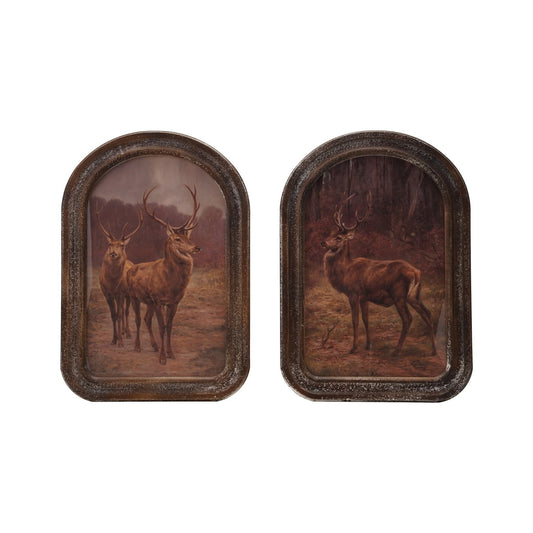 Wall Décor with Vintage Reproduction Stag(s) in Forest, 2 Styles