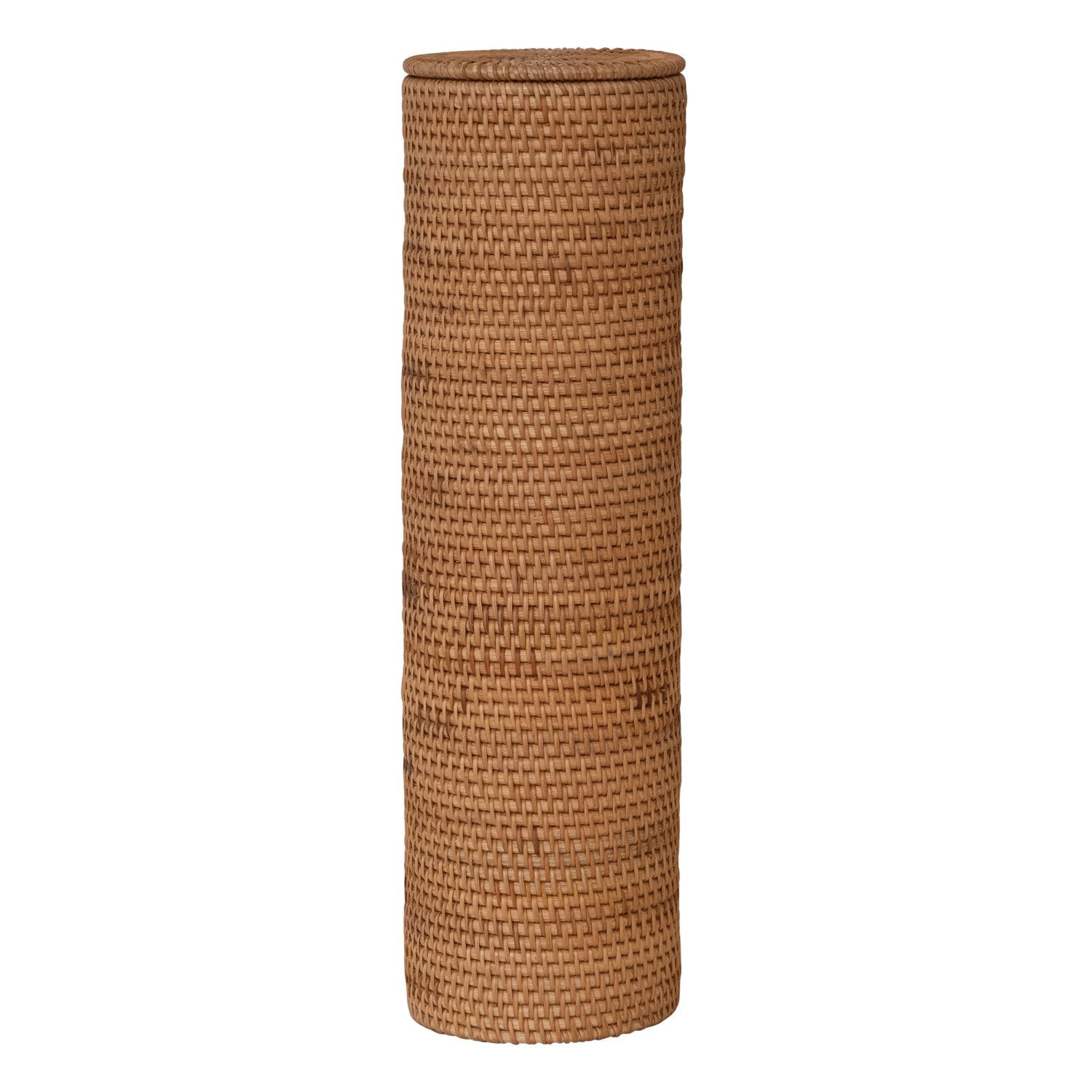Woven Rattan Toilet Paper Roll Storage w/ Lid (Holds 4 Rolls of Toilet ...