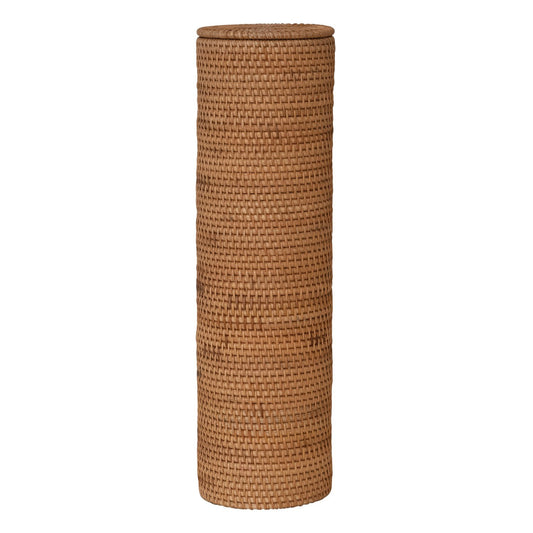 Woven Rattan Toilet Paper Roll Storage w/ Lid (Holds 4 Rolls of Toilet Paper)